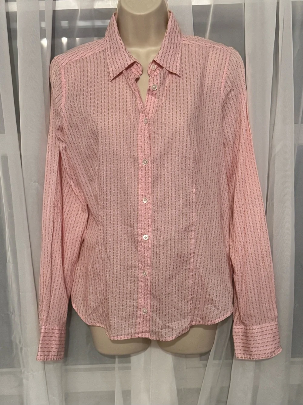 J.Crew Pink Micro Stripe Cotton Button Down Perfect Shirt M